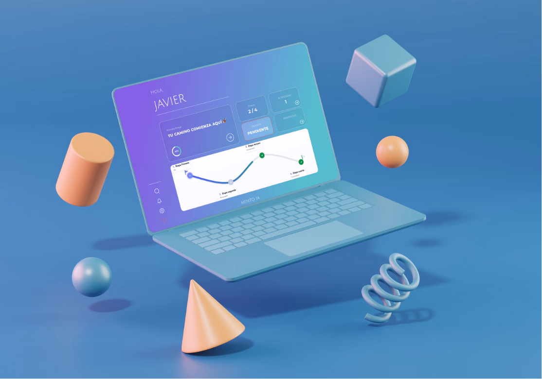 Vista de Mento IA en laptop